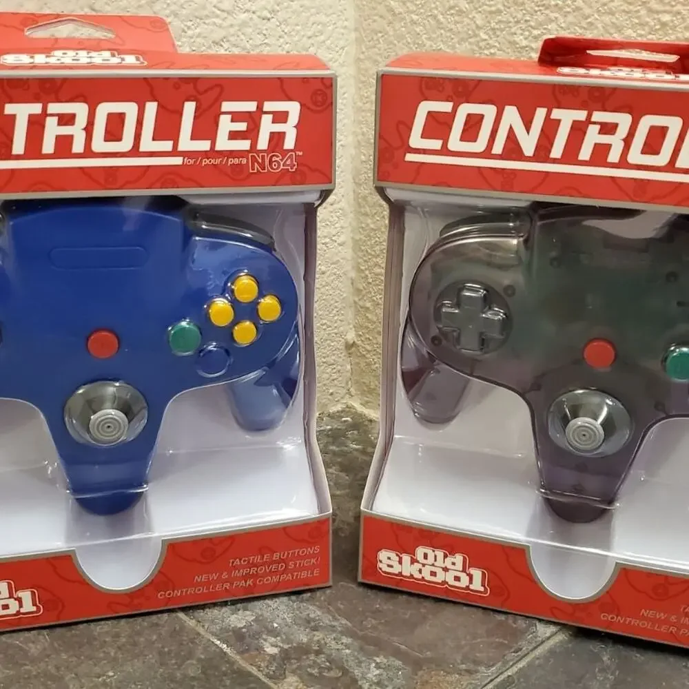 2 N64 Controllers - Atomic Purple & Blue (NEW) - Nintendo64 - Nintendo Old Skool